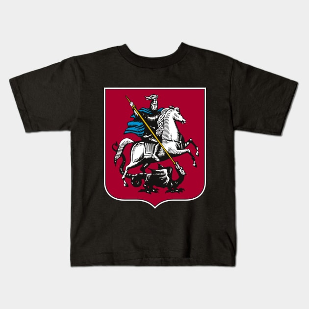 Mosow Coat of Arms Flag- Saint George Lancing a Zilant Kids T-Shirt by IceTees